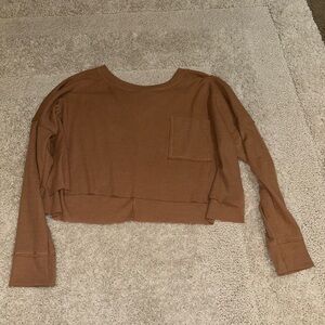 Altar'd State Long Sleeve Waffle Crop Top